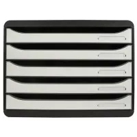 Irattároló, műanyag, 5 fiókos, EXACOMPTA "BIigBox Glossy", fekete-fehér