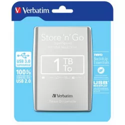2,5" HDD (merevlemez), 1TB, USB 3.0, VERBATIM, ezüst
