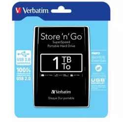 2,5" HDD (merevlemez), 1TB, USB 3.0, VERBATIM, fekete