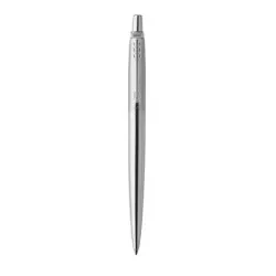Golyóstoll, 0,7 mm, nyomógombos, ezüst színű klip, rozsdam. acél tolltest, PARKER "Royal Jotter", kék