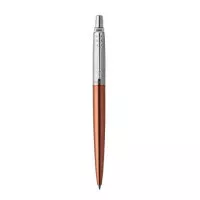 Golyóstoll, 0,7 mm, ezüst színű klip, Chelsea narancssárga tolltest, PARKER "Royal Jotter", kék