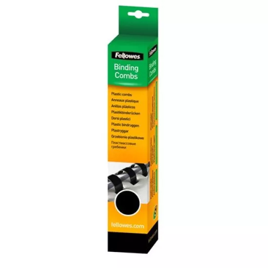 Spirál, műanyag, 16 mm, 101-120 lap, FELLOWES, 25 db, fekete