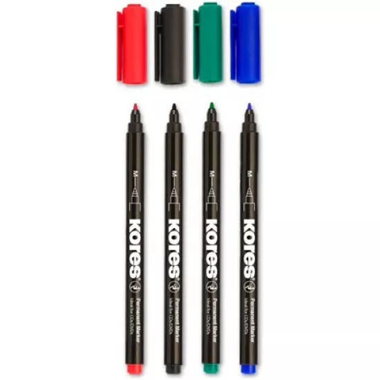 Alkoholos marker készlet, CD/DVD, 1 mm, KORES, 4 különböző szín