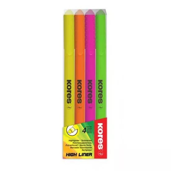 Szövegkiemelő készlet, 0,5-3,5 mm, KORES, 4 különböző szín