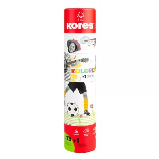 Színes ceruza készlet, háromszögletű, 1 grafittal, 1 hegyezővel, KORES "KOLORES Twist & Turn", 12 különböző szín Színes ceruza készlet, háromszögletű, 1 grafittal, 1 hegyezővel, KORES "KOLORES Twist & Turn", 12 különböző szín