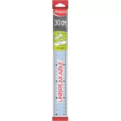 Vonalzó, műanyag, törhetetlen, 30 cm, MAPED "Study Unbreakable", vegyes színek