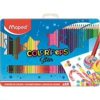 Színes ceruza készlet, háromszögletű, fém doboz, MAPED "Color`Peps", 48 különböző szín Színes ceruza készlet, háromszögletű, fém doboz, MAPED "Color`Peps", 48 különböző szín