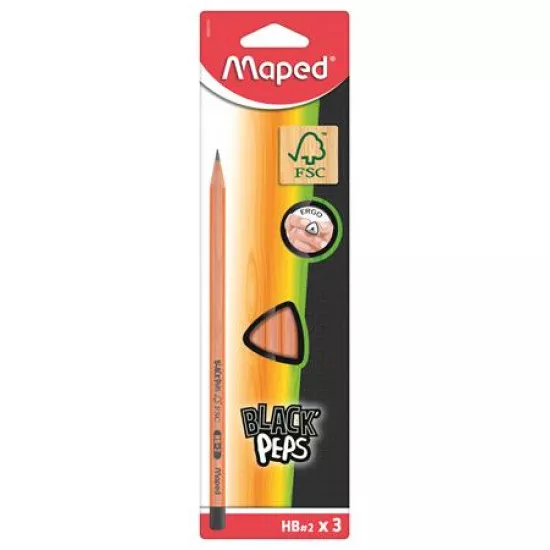 Grafitceruza, HB, háromszögletű, MAPED "Black`Peps"