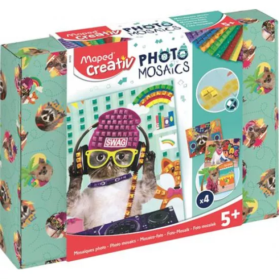 Mozaikos képkészítő készlet, MAPED CREATIV, "Cool Animals", menő állatok Mozaikos képkészítő készlet, MAPED CREATIV, "Cool Animals", menő állatok