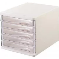 Irattároló, műanyag, 5 fiókos, HELIT, fehér/áttetsző Irattároló, műanyag, 5 fiókos, HELIT, fehér/áttetsző