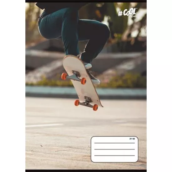 Füzet, tűzött, A5, vonalas, 32 lap, 4-8. osztály, COOL BY VICTORIA, "Skateboard", "21-32"