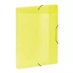 Gumis mappa, 30 mm, PP, A4, VIQUEL "Coolbox", áttetsző sárga