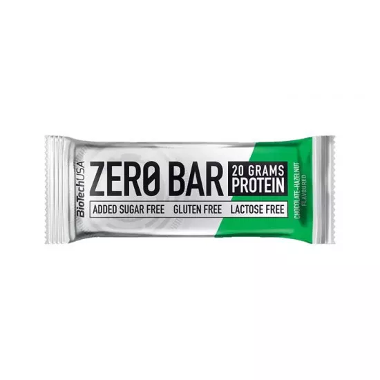 Fehérjeszelet, gluténmentes, 50g, BIOTECH USA "Zero Bar", csokoládé-mogyoró