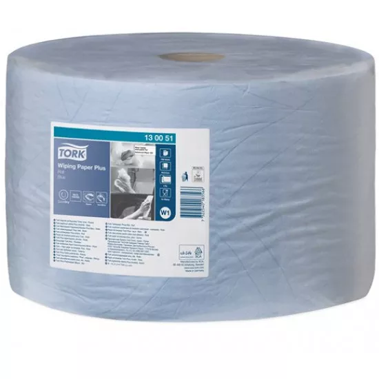 Törlőpapír, tekercses, 39 cm átmérő, W1 rendszer, TORK "Plusz", kék