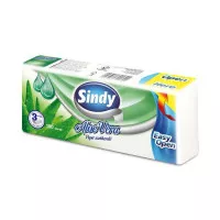 Papír zsebkendő, 3 rétegű, 100 db, "Sindy", aloe vera