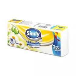 Papír zsebkendő, 3 rétegű, 100 db, "Sindy", kamilla
