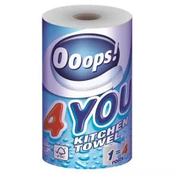 Háztartási papírtörlő, 2 rétegű, 200 lap, tekercses, "Ooops! 4You"