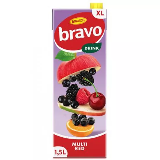 Gyümölcsital, 12%, 1,5 l, RAUCH "Bravo", piros multivitamin