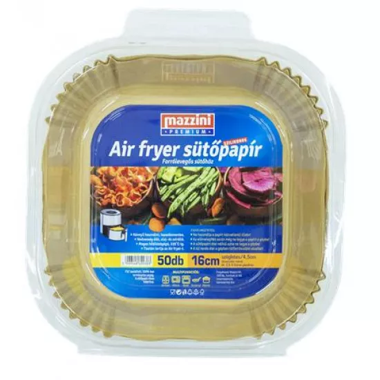 Sütőpapír, szilikonos, Air Fryer készülékhez, szögletes, 16 cm, 50 db, MAZZINI "Premium"