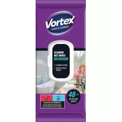 Nedves törlőkendő, fürdőszobai, 48 db, VORTEX
