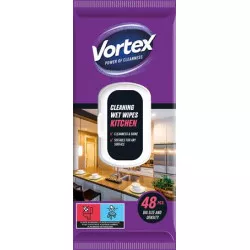 Nedves törlőkendő, konhyai, 48 db, VORTEX