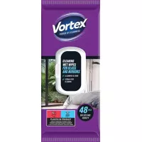 Nedves törlőkendő, üveg- és tükör felületre, visszazárható tetővel, 48 db, VORTEX