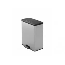 Pedálos szemetes, újrahasznosított műanyag, 65 l, CURVER "Deco bin", fekete/ezüst