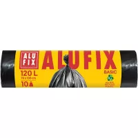 Szemeteszsák, 120 l, 10 db, 70x100 cm, 17 µ, ALUFIX "Economy", fekete