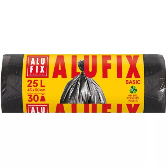 Szemeteszsák, 25 l, 30 db, 44x50 cm, 8 µ, ALUFIX "Economy", fekete