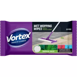 Nedves padlótörlő kendő, 15 db, VORTEX, trópusi ilattal