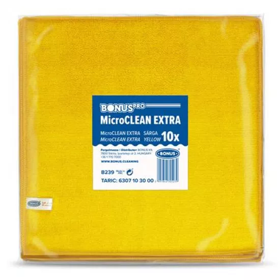 Törlőkendő, univerzális, 10 db, 40x40 cm, BONUS "MicroCLEAN Extra", sárga