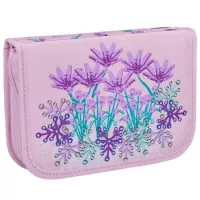 Tolltartó, klapnis, cipzáras, töltött, LEGO "Flowers", rózsaszín-mintás Tolltartó, klapnis, cipzáras, töltött, LEGO "Flowers", rózsaszín-mintás