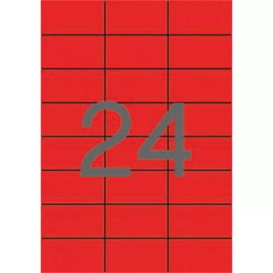Etikett, 70x37 mm, színes, APLI, piros, 2400 etikett/csomag
