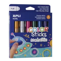 Tempera stift készlet, toll alakú, APLI "Kids", 6 különböző metál szín Tempera stift készlet, toll alakú, APLI "Kids", 6 különböző metál szín