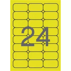 Etikett, 64x33,9 mm, színes, kerekített sarkú, APLI, neon sárga, 480 etikett/csomag