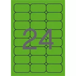 Etikett, 64x33,9 mm, színes, kerekített sarkú, APLI, neon zöld, 480 etikett/csomag