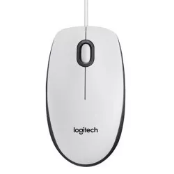 Egér, vezetékes, optikai, normál méret, USB, LOGITECH "M100", fehér