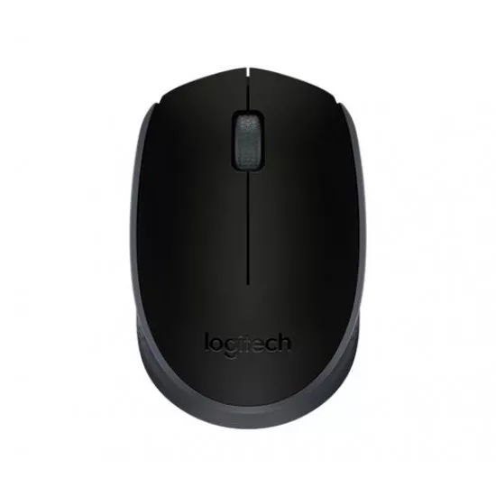 Egér, vezeték nélküli, optikai, közepes méret, USB, LOGITECH "M171", fekete