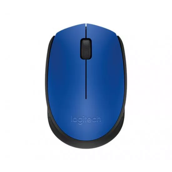 Egér, vezeték nélküli, optikai, közepes méret, USB, LOGITECH "M171", kék