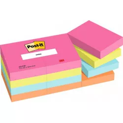 Öntapadó jegyzettömb, 38x51 mm, 12x90 lap, 3M POSTIT "Poptimistic", vegyes színek