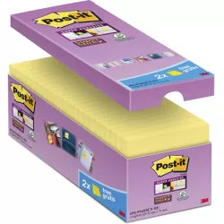 Öntapadó jegyzettömb csomag, 76x76 mm, 16x90 lap, 3M POSTIT "Super Sticky", kanárisárga
