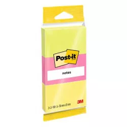 Öntapadó jegyzettömb, 38x51 mm, 3x100 lap, 3M POSTIT, neon színek
