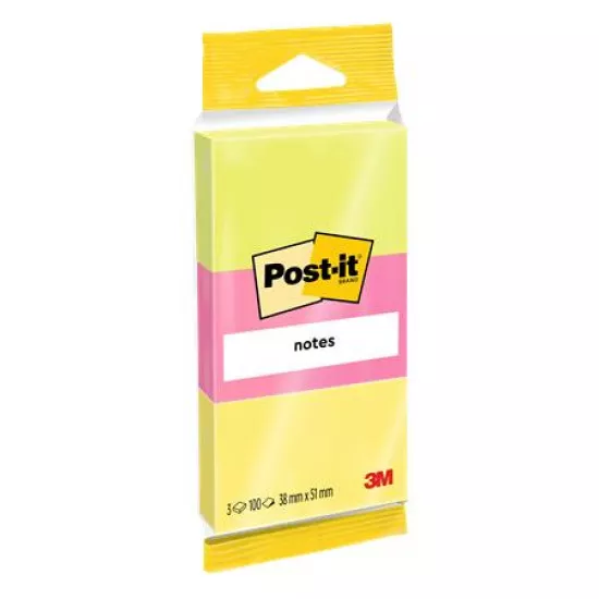 Öntapadó jegyzettömb, 38x51 mm, 3x100 lap, 3M POSTIT, neon színek Öntapadó jegyzettömb, 38x51 mm, 3x100 lap, 3M POSTIT, neon színek