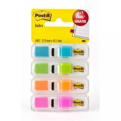 Jelölőcímke adagolóban, műanyag, 4x35 lap, 12x43 mm, 3M POSTIT, élénk színek