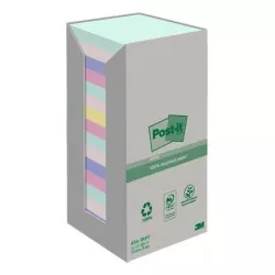 Öntapadó jegyzettömb, 76x76 mm, 16x100 lap, környezetbarát, 3M POSTIT "Nature", vegyes pasztell színek