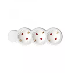 Elosztósor, 3 csatlakozóaljzat, 1,5 m kábelhosszúság, HOME, fehér