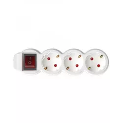 Elosztósor, 3 csatlakozóaljzat, 1,5 m kábelhosszúság, kapcsolóval, HOME, fehér