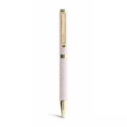 Golyóstoll, 0,8 mm, arany színű klip, rózsaszín tolltest, FILOFAX "Confetti", kék