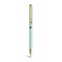 Golyóstoll, 0,8 mm, arany színű klip, világoskék tolltest, FILOFAX "Expressions", kék