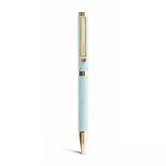Golyóstoll, 0,8 mm, arany színű klip, világoskék tolltest, FILOFAX "Expressions", kék